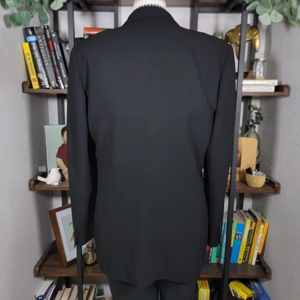 Banana Republic Men's Sport Coat Blazer Three Button Solid Black Wool 42L‎ ITALY